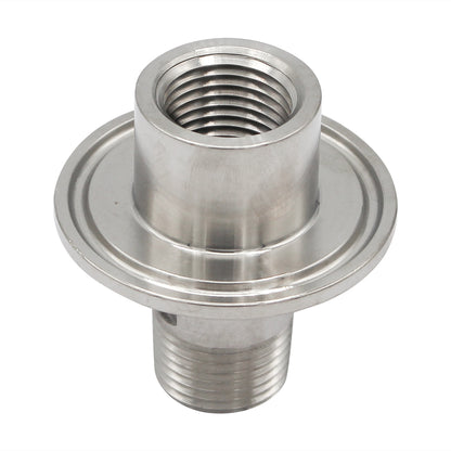 1.5" Tri Clamp X 1/2" Male NPT Outside (1/2" Female NPT Inside) Adapter - Tri Clover Sanitary Stainless Steel Fitting