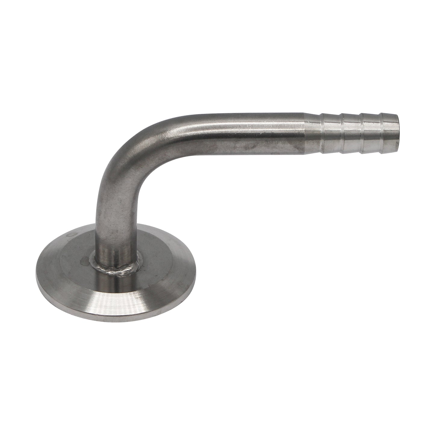 Stainless Steel Tri-Clover 90° Barbed Elbow - 1.5" TC to 1/2" Barb