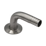 Stainless Steel Tri-Clover 90° Barbed Elbow - 1.5" TC to 3/4" Barb