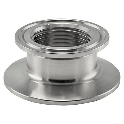 Stainless Steel Tri-Clover Reducer - 2” TC to 1.5” TC w/ 1" Female NPT Internal Threads