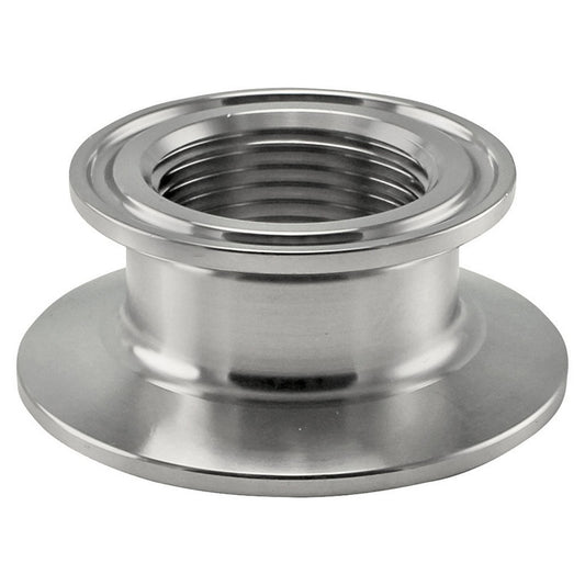 Stainless Steel Tri-Clover Reducer - 2” TC to 1.5” TC w/ 1" Female NPT Internal Threads