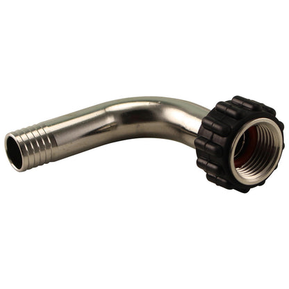 Stainless Steel Barbed Quick Connector 90° Elbow - 1/2” Female NPT to 5/8” Barb