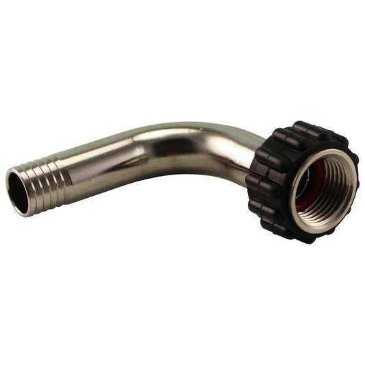 Stainless Steel Barbed Quick Connector 90° Elbow - 1/2” Female NPT to 5/8” Barb