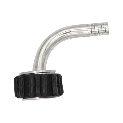 Stainless Steel Barbed Quick Connector 90Â° Elbow - 1/2" Female NPT to 3/8" Barb