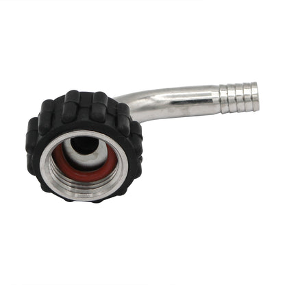 Stainless Steel Barbed Quick Connector 90Â° Elbow - 1/2" Female NPT to 3/8" Barb