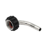 Stainless Steel Barbed Quick Connector 90Â° Elbow - 1/2" Female NPT to 3/8" Barb