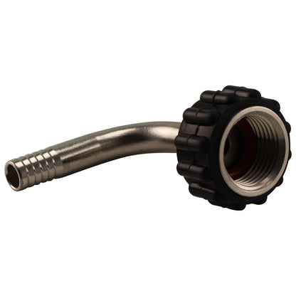 Stainless Steel Barbed Quick Connector 90° Elbow - 1/2” Female NPT to 3/8” Barb