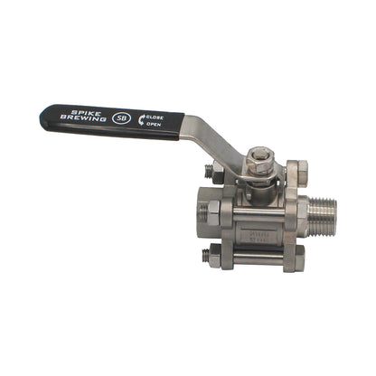 Spike Brewing Stainless Steel 1/2" Male NPT 3-Piece Ball Valve