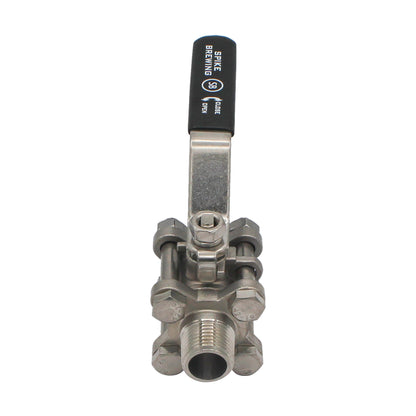 Spike Brewing Stainless Steel 1/2" Male NPT 3-Piece Ball Valve