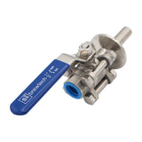 Ss Brewtech Stainless Steel 1.5" TC to 1/2" Female NPT 3-Piece Whirlpool Ball Valve