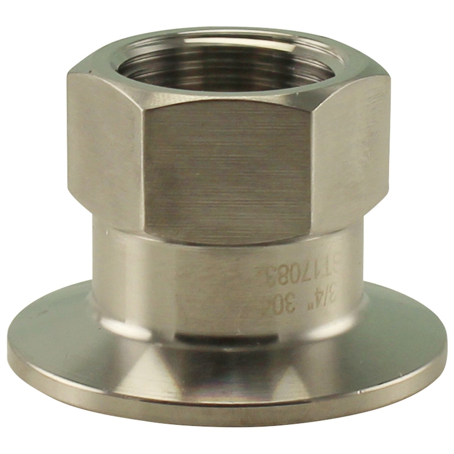 Compact Stainless Steel Tri-Clover Adapter - 1.5” TC to 3/4” Female NPT