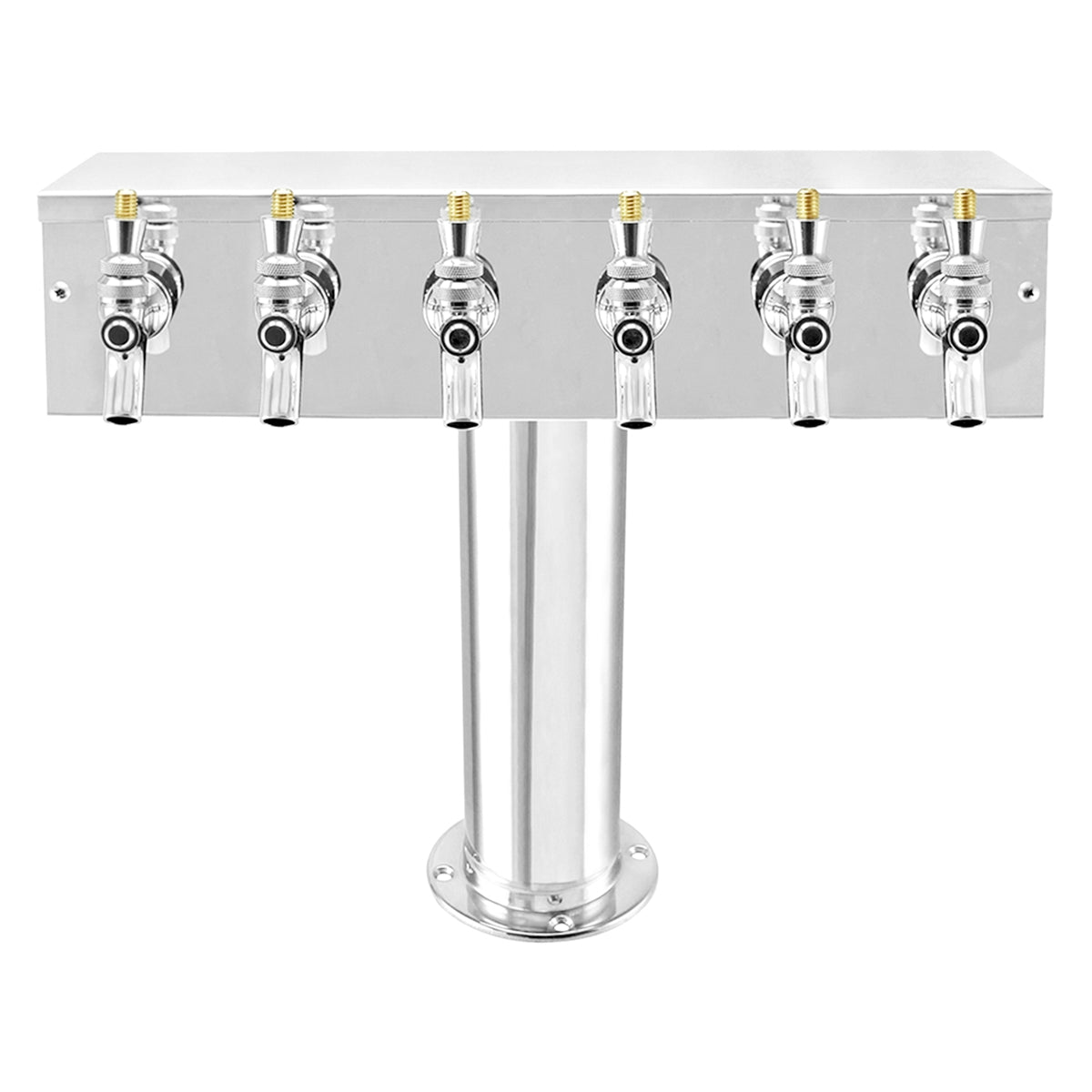 Micro Matic Stainless Steel "T" Beer Tower - Six Faucet [DS-356-PSS]