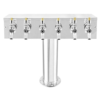 Micro Matic Stainless Steel "T" Beer Tower - Six Faucet [DS-356-PSS]