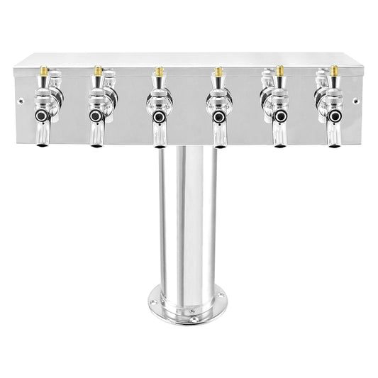 Micro Matic Stainless Steel "T" Beer Tower - Six Faucet [DS-356-PSS]