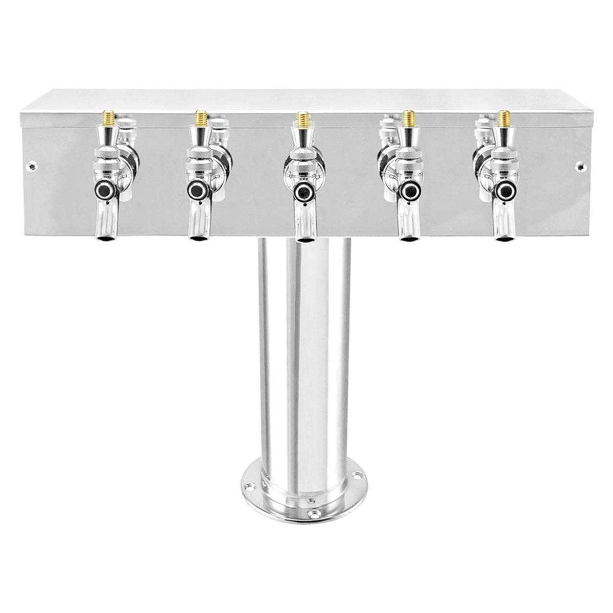 Micro Matic Stainless Steel "T" Beer Tower - Five Faucet [DS-355-PSS]