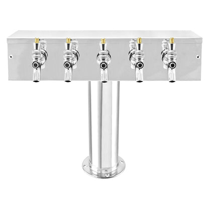 Micro Matic Stainless Steel "T" Beer Tower - Five Faucet [DS-355-PSS]