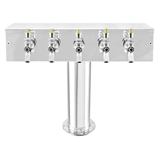 Micro Matic Stainless Steel "T" Beer Tower - Five Faucet [DS-355-PSS]