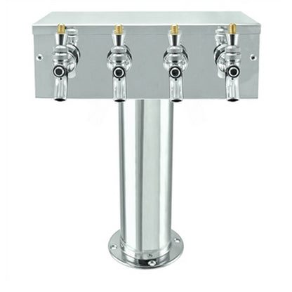 Micro Matic Stainless Steel "T" Beer Tower - Four Faucet [D7744PSS]