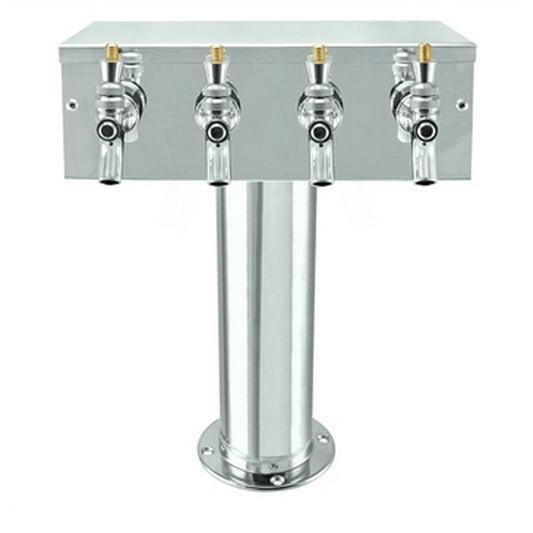 Micro Matic Stainless Steel "T" Beer Tower - Four Faucet [D7744PSS]