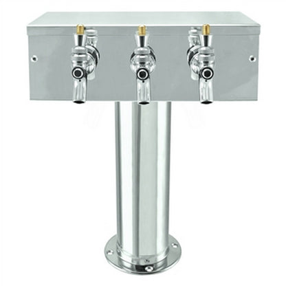 Micro Matic Stainless Steel "T" Beer Tower - Triple Faucet 