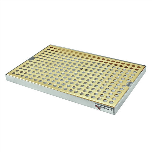 Micro Matic PVD Gold Coated Brass Stainless Steel Surface Mount With Drain Drip Tray - 12" X 8" X 3/4" [DP-820DSSPVD-12]