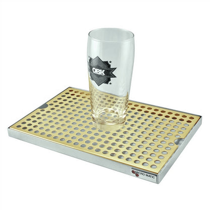 Micro Matic PVD Gold Coated Brass Stainless Steel Surface Mount With Drain Drip Tray - 12" X 8" X 3/4" [DP-820DSSPVD-12]