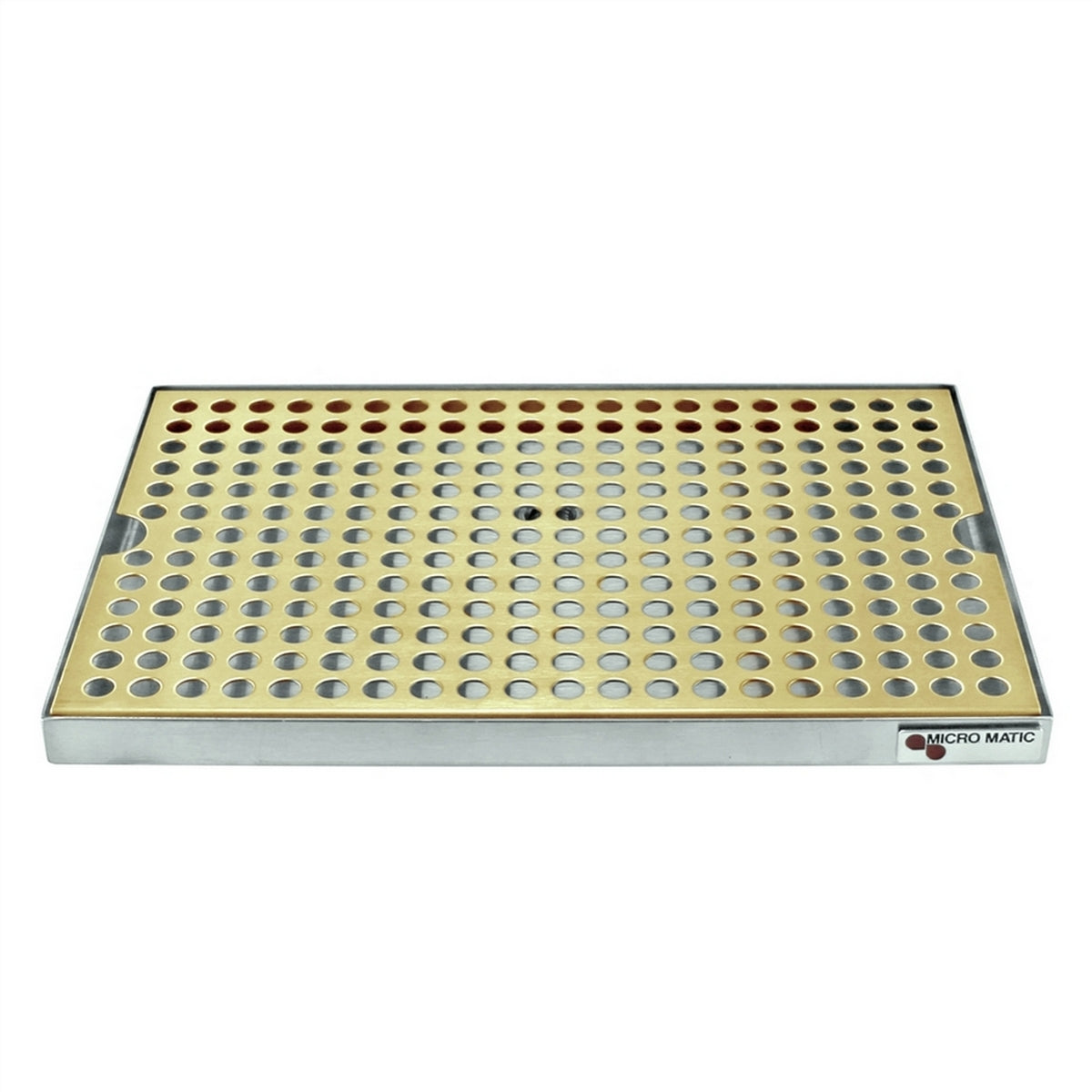Micro Matic PVD Gold Coated Brass Stainless Steel Surface Mount With Drain Drip Tray - 12" X 8" X 3/4" [DP-820DSSPVD-12]