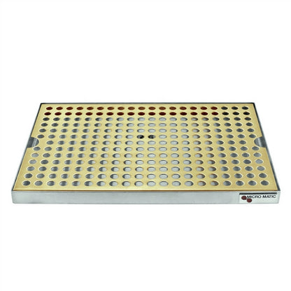 Micro Matic PVD Gold Coated Brass Stainless Steel Surface Mount With Drain Drip Tray - 12" X 8" X 3/4" [DP-820DSSPVD-12]