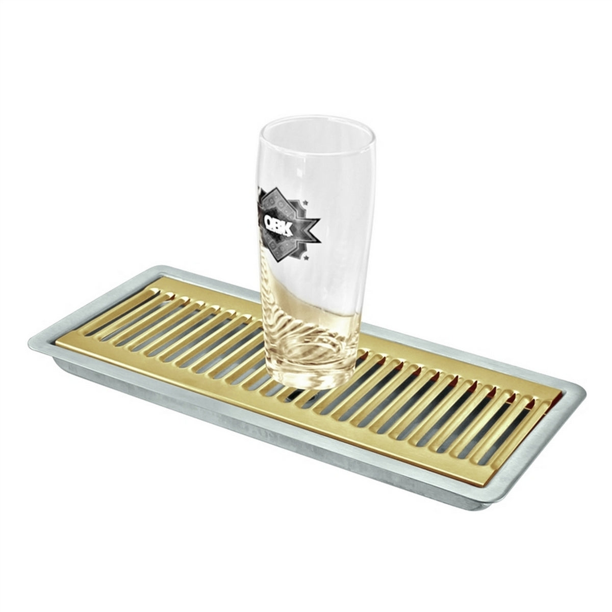 Micro Matic PVD Gold Coated Brass Stainless Steel Flush Mount With Drain Drip Tray - 12" X 5" X 3/4" [DP-220DSSPVD]