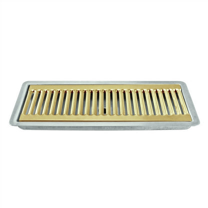 Micro Matic PVD Gold Coated Brass Stainless Steel Flush Mount With Drain Drip Tray - 12" X 5" X 3/4" [DP-220DSSPVD]