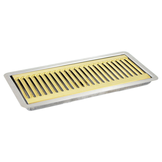 Micro Matic PVD Gold Coated Brass Stainless Steel Surface Mount With Drain Drip Tray - 18" X 5" X 3/4" [DP-120DSSPVD-18]