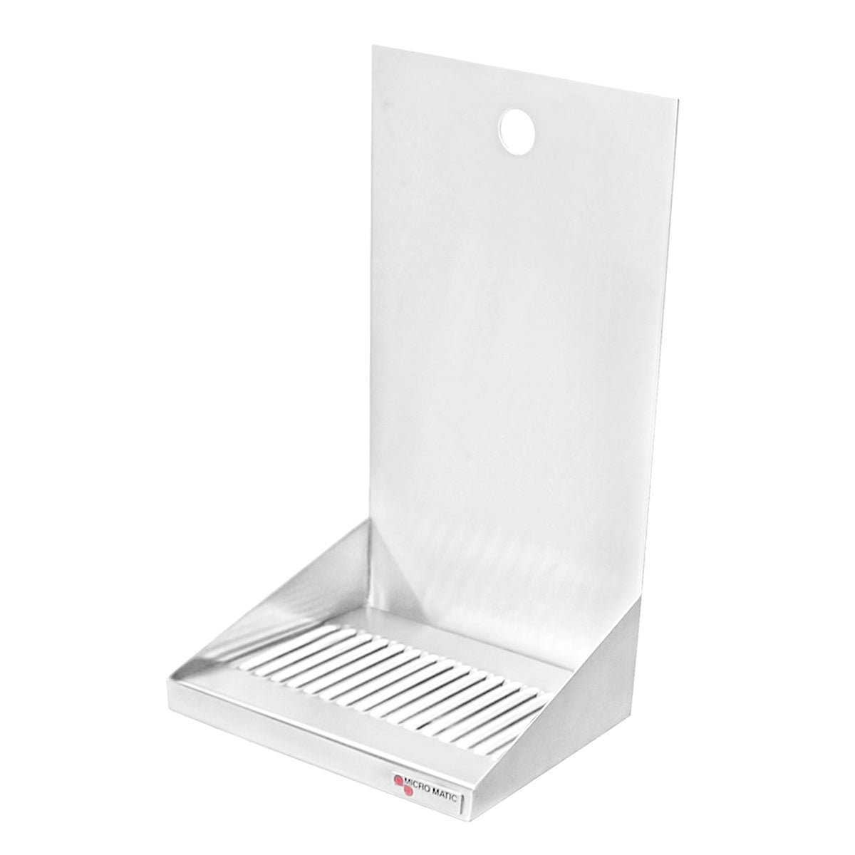 Micro Matic Stainless Steel Wall Mount Back Splash (1 Hole) and Drain Drip Tray - 6" X 6 1/2" X 3/4" [DP-721D]