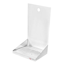 Micro Matic Stainless Steel Wall Mount Back Splash (1 Hole) and Drain Drip Tray - 6" X 6 1/2" X 3/4" [DP-721D]