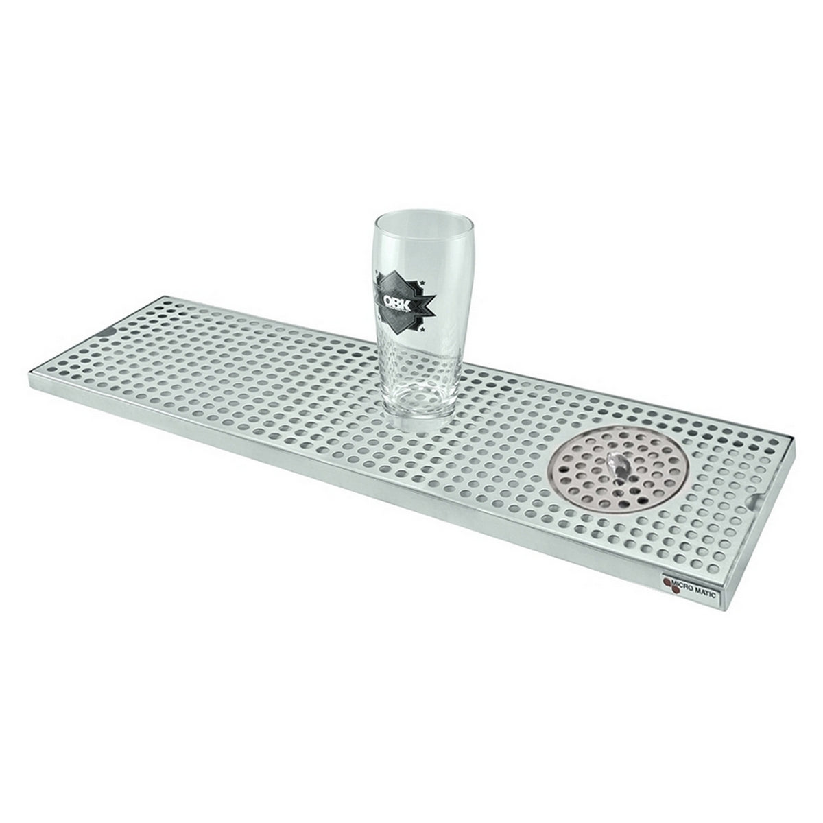 Micro Matic Stainless Steel Surface Mount Spray Glass Rinser With Drain Drip Tray - 30" X 8" X 3/4" [DP-820D-30GR]