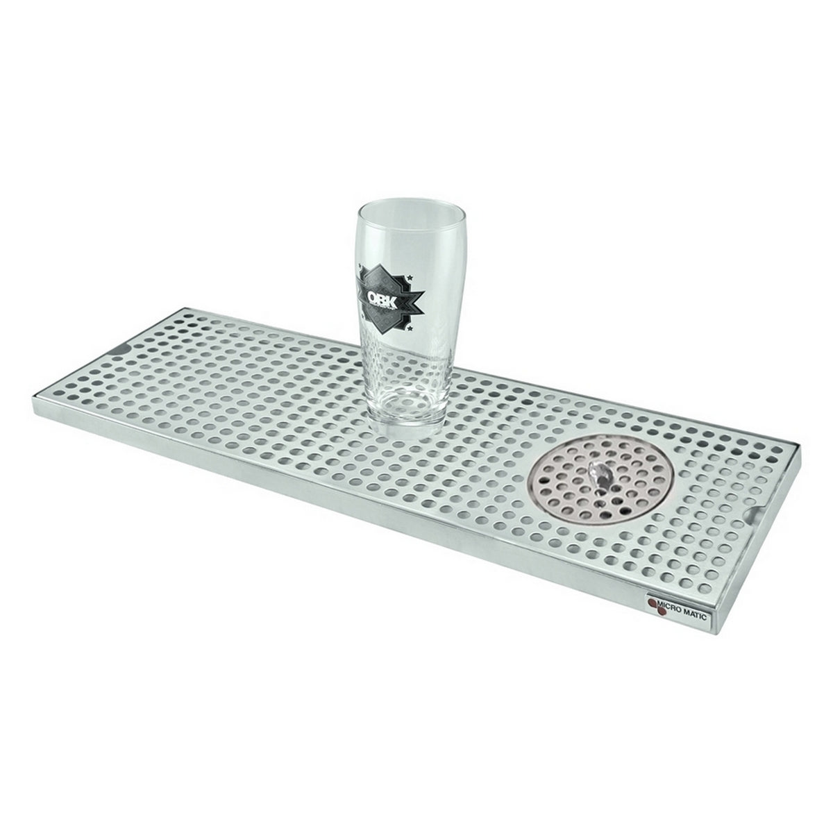 Micro Matic Stainless Steel Surface Mount Spray Glass Rinser With Drain Drip Tray - 24" X 8" X 3/4" [DP-820D-24GR]