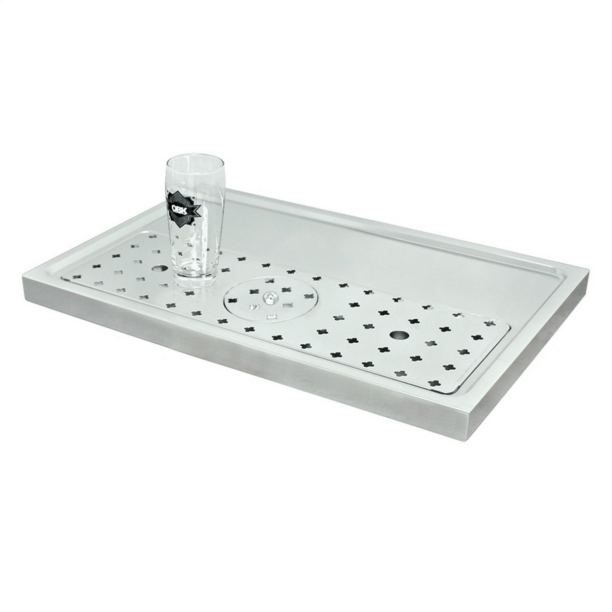 Micro Matic Stainless Steel European Style Surface Mount Spray Glass Rinser With Drain Drip Tray - 23 1/2" X 16" X 1 1/2" [DP-1605]