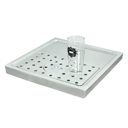 Micro Matic Stainless Steel European Style Surface Mount Spray Glass Rinser With Drain Drip Tray - 15 3/4" X 15 3/4" X 1 1/2" [DP-1604]