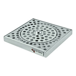 Micro Matic Stainless Steel Surface Mount Spray Glass Rinser With Drain Drip Tray - 6 3/8" X 6 3/8" X 3/4"