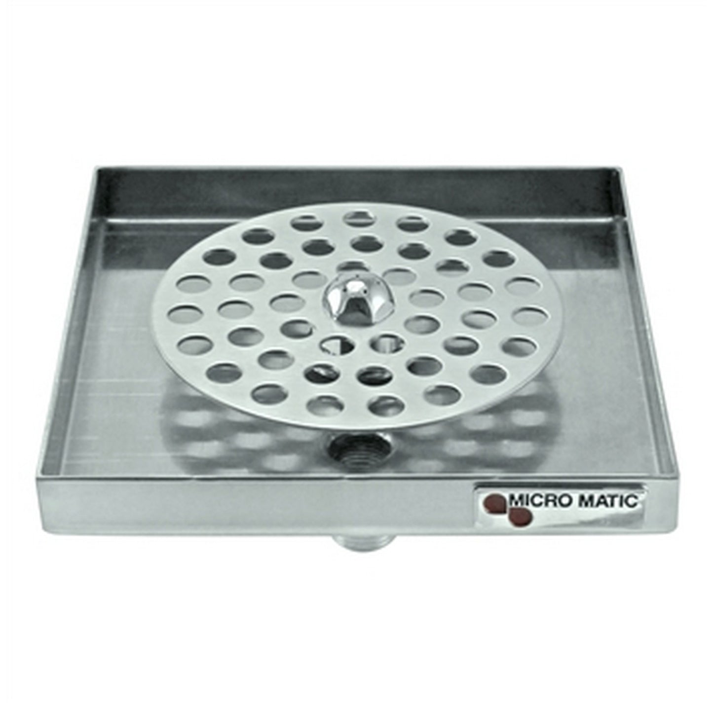 Micro Matic Stainless Steel Surface Mount Spray Glass Rinser With Drain Drip Tray - 6 3/8" X 6 3/8" X 3/4" - Interior
