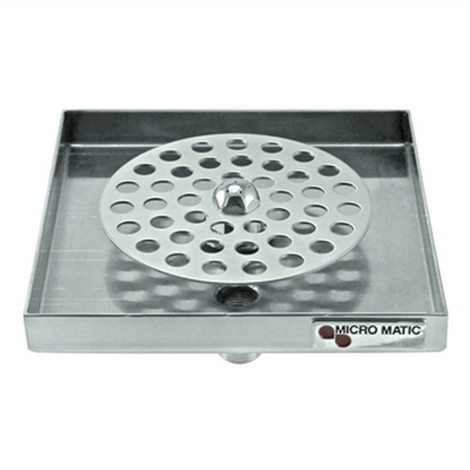 Micro Matic Stainless Steel Surface Mount Spray Glass Rinser With Drain Drip Tray - 6 3/8" X 6 3/8" X 3/4" - Interior