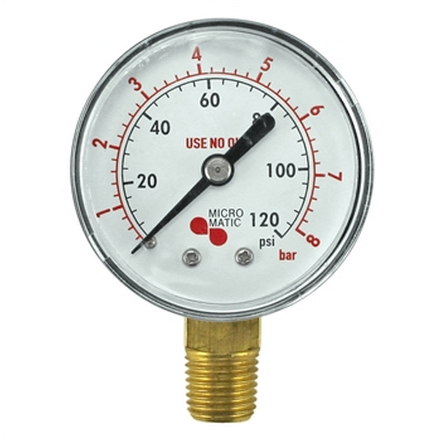 Micro Matic Low Pressure Gauge - 0-120 PSI - Right Hand Thread