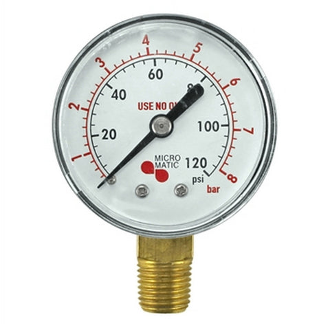 Micro Matic Low Pressure Gauge - 0-120 PSI - Right Hand Thread