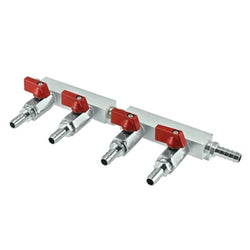 Micro Matic Aluminum Gas Distributor - 4 Way - 3/8" Barbs