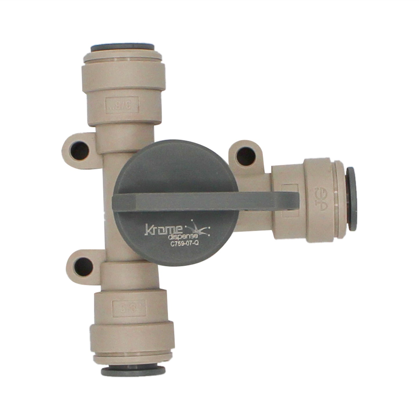 John Guest Food Grade Plastic (Push-In) Angle Stop Valve - 3/8" (9.5mm)