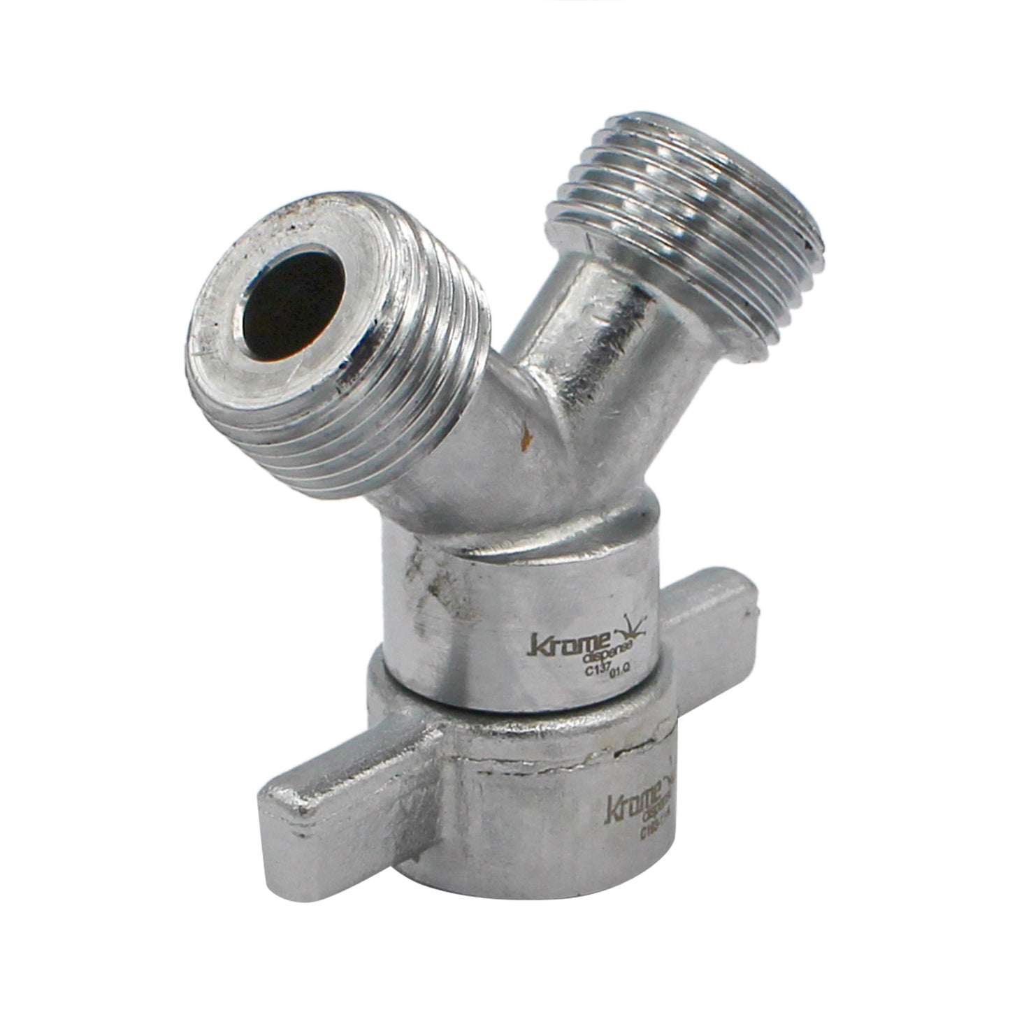 Chrome Plated Brass Y Splitter With Wing Nut - 5/8" BSP