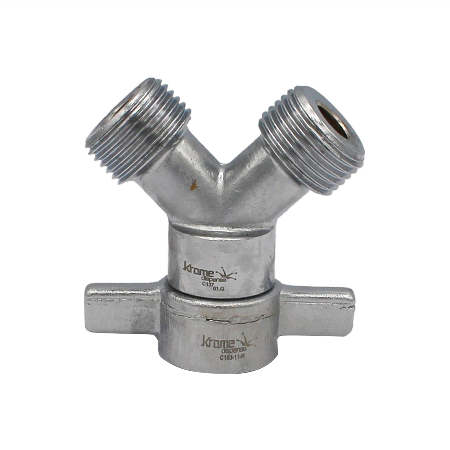 Chrome Plated Brass Y Splitter With Wing Nut - 5/8" BSP