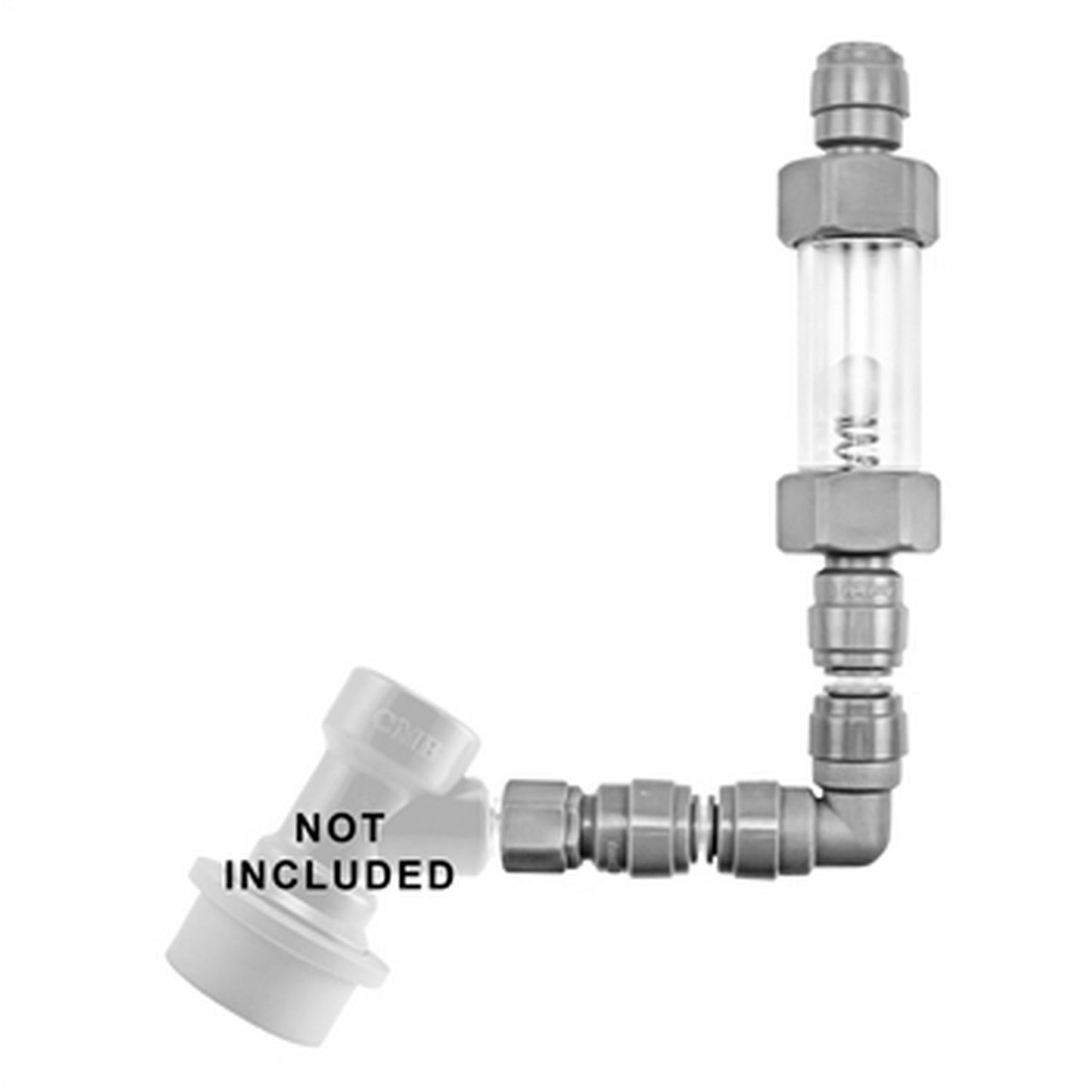Duotight (Push-In) Flow Stopper Automatic Keg Filler - 1/4" FFL X 5/16" OD (8mm) Shown with Disconnect