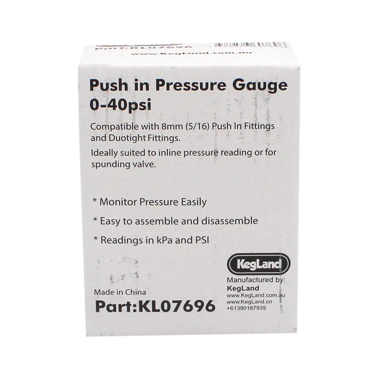 Kegland Duotight (Push-In) Pressure Gauge - 5/16" (8mm) - 0-40 PSI -  Canuck Homebrew Supply, Canada