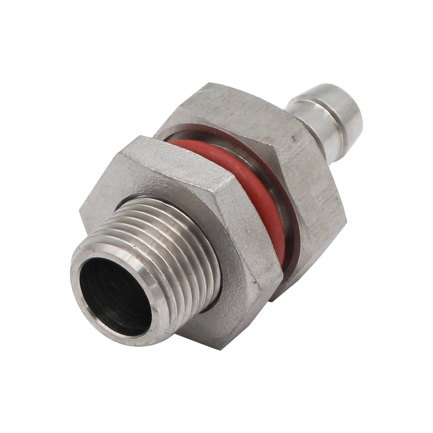 Stainless Steel Weldless Bulkhead - 1/2" Male NPT X 1/2" OD Barb