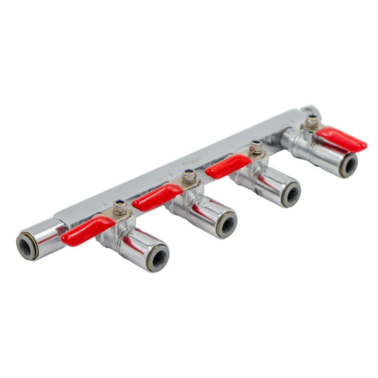 Commercial Grade Gas Distributor - 4 Way ( 3/8" (9.5mm) Push-In | Manifold)